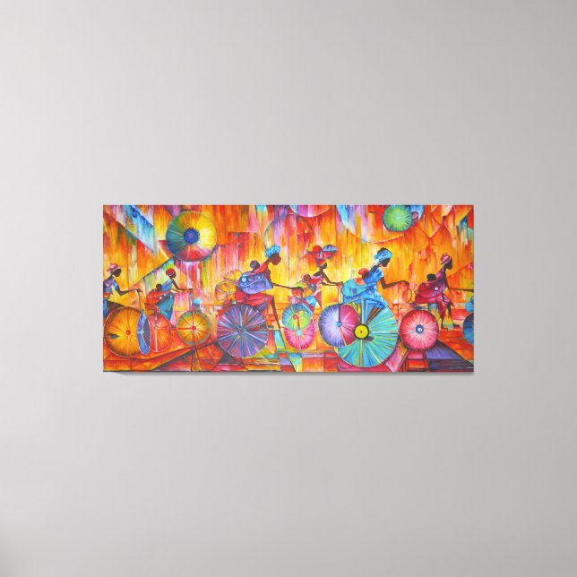 Frauen auf Rädern gedehnte Leinwand drucken. (Vorderseite)