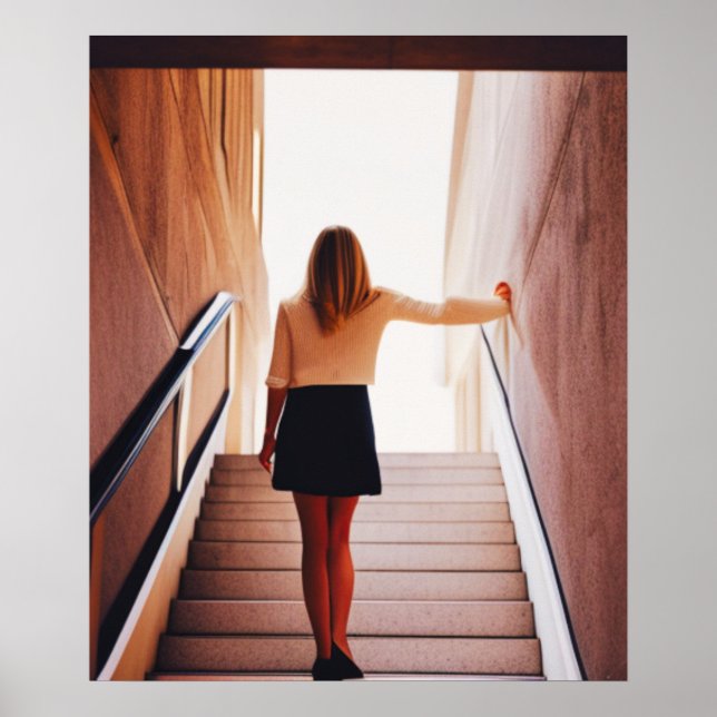 Frauen auf Treppen und künstlerisches Poster (Vorne)