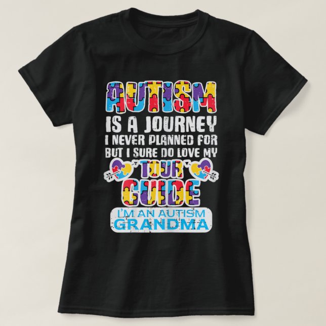 Frauen Autismus Reise noch nie geplant Tour Guide  T-Shirt (Design vorne)