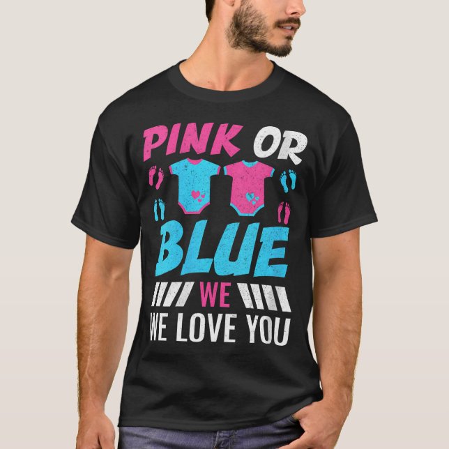 Frauen Babyduschgeschlecht zeigen rosa oder blau W T-Shirt (Vorderseite)