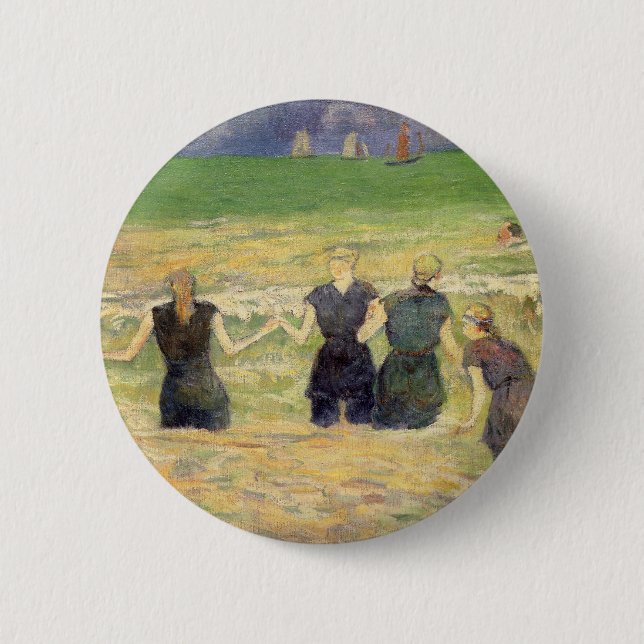 Frauen baden Dieppe von Paul Gauguin Button (Vorderseite)