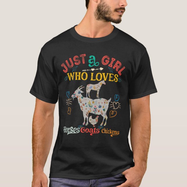 Frauen Bauer Ziegen Pferde Hühner Lover Silhouett T-Shirt (Vorderseite)