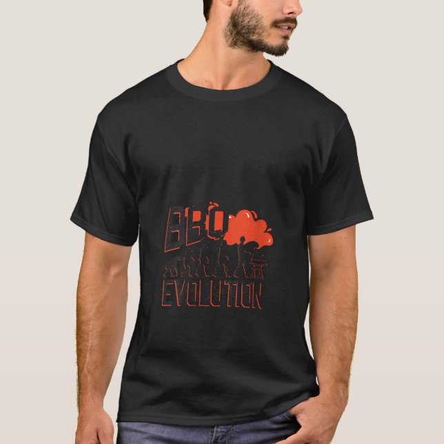 Frauen BBQ Evolution Tee Affe zum Grillmeister V-A (Vorderseite)