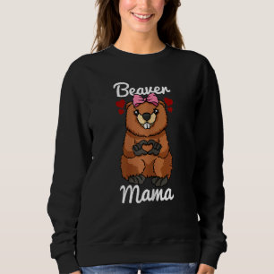 Frauen Beaver Mama Finger Herzbeaver Tier mit Sweatshirt