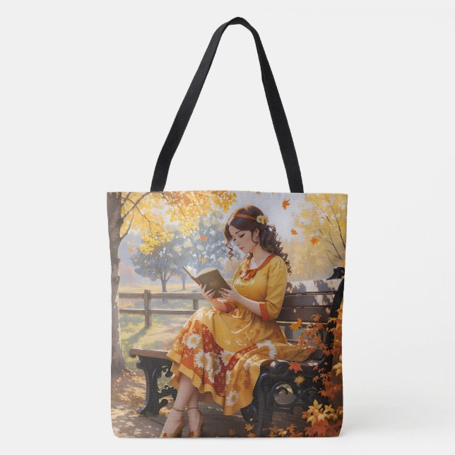 Frauen beim Lesen eines Buches Herbstlaube Geburts Tasche (Vorderseite)