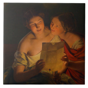 Frauen beim Lesen eines Liebe-Briefes (von Waldmül Fliese