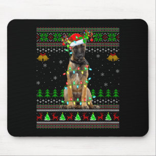 Frauen Belgischer Malinois Hund hässlicher Weihnac Mousepad