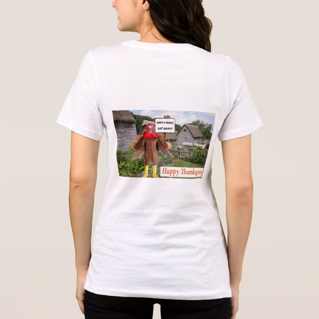 Frauen bella tee. Alles Gute zum Erntedankfest. Ch Tri-Blend Shirt (Rückseite)
