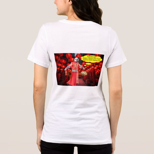 Frauen bella tee. Happy Chinese New Year. Panda/ Tri-Blend Shirt (Rückseite)