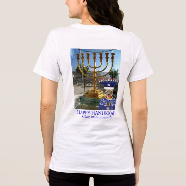 Frauen bella tee. Happy Hanukkah, Löwe Tri-Blend Shirt (Rückseite)