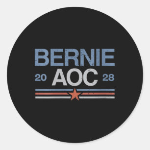 Frauen Bernie Sanders und Aoc V-Nacken Runder Aufkleber