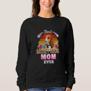 Frauen Beste Mama je Basset Hound Floral Retro Sweatshirt