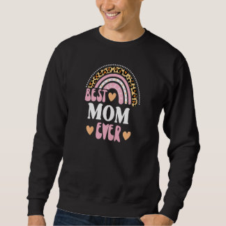 Frauen Beste Mama je Coole Retro Leopard Regenboge Sweatshirt