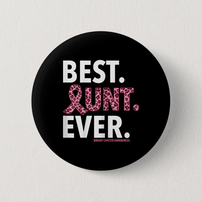 Frauen Beste Tante je rosa Ribbon Leopard Brust C Button (Vorderseite)