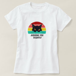 Frauen beurteilen Sie leise katzengrafisches T-Shi T-Shirt