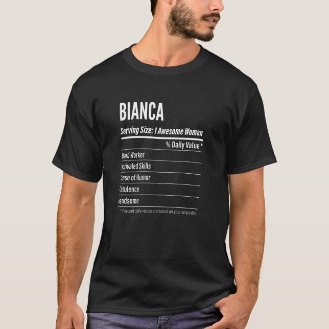 Frauen Bianca Nahrungsfakte für Größe Calo T-Shirt (Vorderseite)