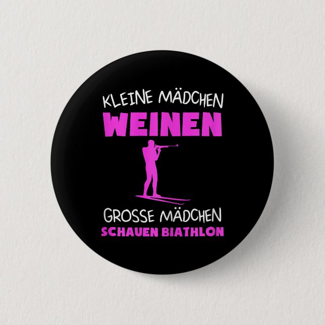 Frauen Biathlon Skibiathlet Wintersportgeschenk Button (Vorderseite)