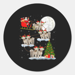 Frauen Bichon Frise Hund Weihnachtsmann Schlitten Runder Aufkleber