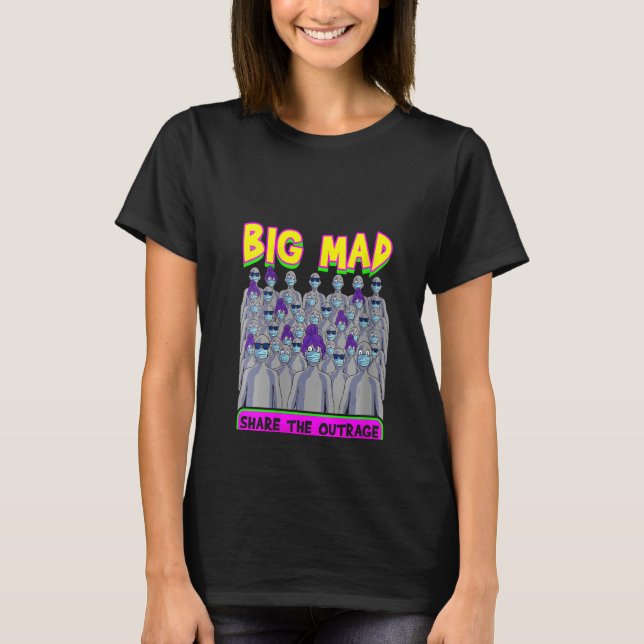 Frauen Big Mad NPC Meme Gray Menschen sehen Maske  T-Shirt (Vorderseite)