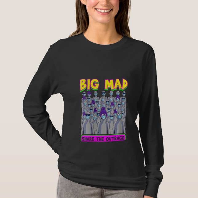 Frauen Big Mad NPC Meme Gray Menschen sehen Maske  T-Shirt (Vorderseite)