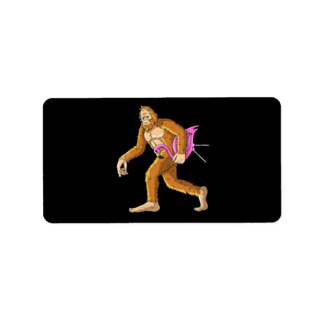 Frauen Bigfoot mit Flamingo Tierkostümgeschenk Adressaufkleber (Vorne)