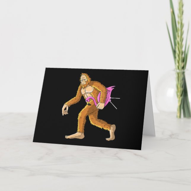 Frauen Bigfoot mit Flamingo Tierkostümgeschenk Dankeskarte (Vorderseite)