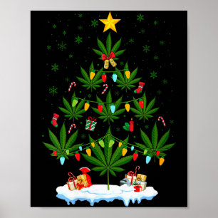Frauen Blatt Weihnachtsbaum Unkraut Kiffer Xmas V- Poster