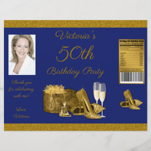 Frauen Blaues Gold Geburtstagsfeier Chip-Tüten-Ver Flyer