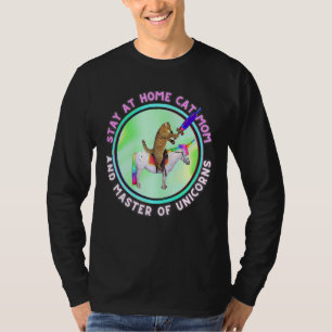 Frauen Bleibe auf der Zuhause Cat Mama und Einhorn T-Shirt