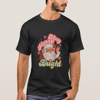Frauen Bleibe Merry Bright Retro Groovy Santa mit T-Shirt