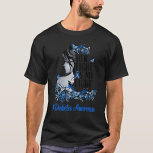 Frauen Blue Ribbon Butterfly Typ 1 Diabetes Awaren T-Shirt