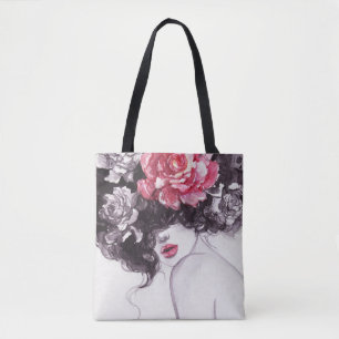 Frauen Blume, Aquarellbilder in Mode. Tasche