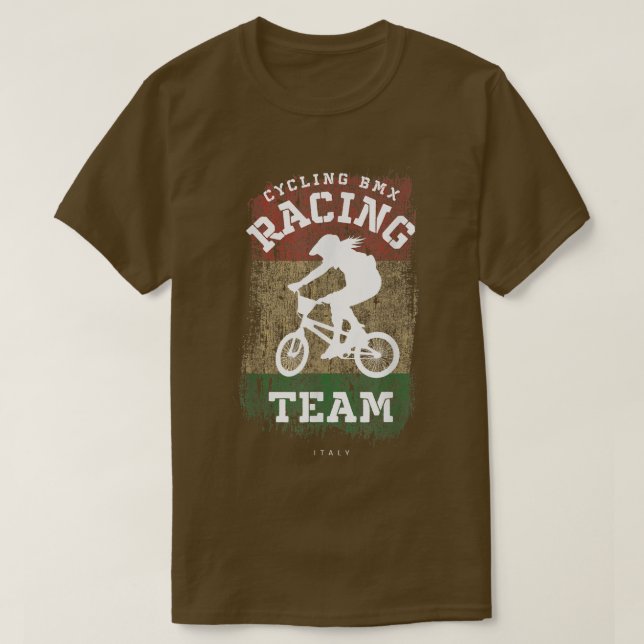 Frauen BMX Bike Italien Flaggenradrennen B T-Shirt (Design vorne)