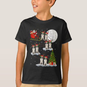 Frauen Border Collie Hund Weihnachtsmann Schlitten T-Shirt