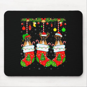 Frauen Boxerhund in Weihnachts-Socken Lustiger Hun Mousepad
