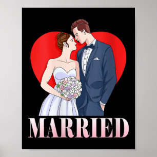 Frauen Braut und Groom glückliche Hochzeit Verheir Poster