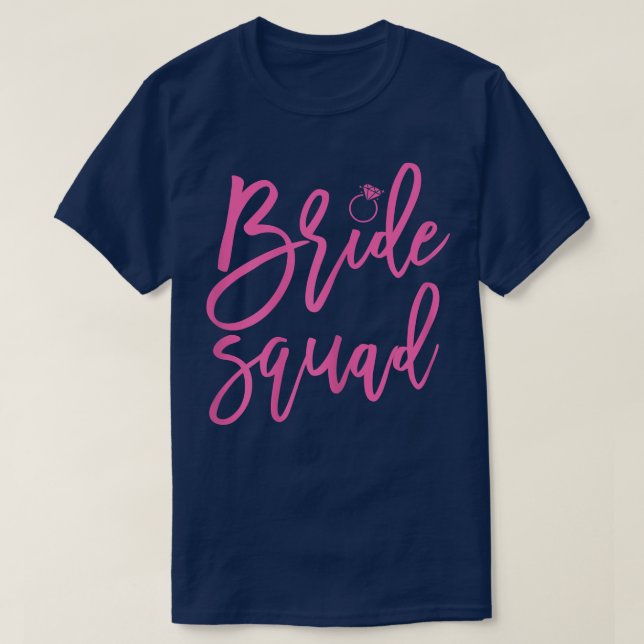 Frauen Bride Squad Rosa Ring Grafik Handgeschriebe T-Shirt (Design vorne)