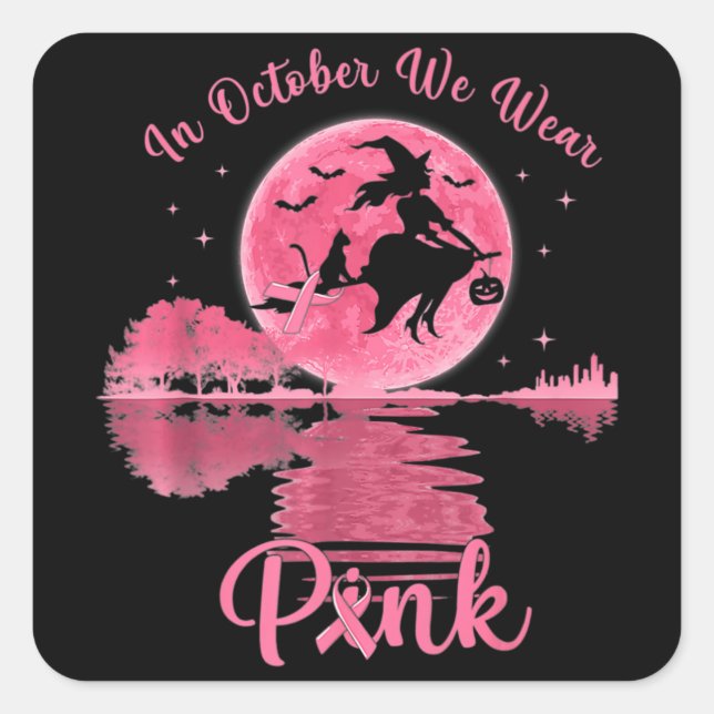 Frauen Brustkrebs-Bewusstsein, im Oktober tragen w Quadratischer Aufkleber (Vorderseite)