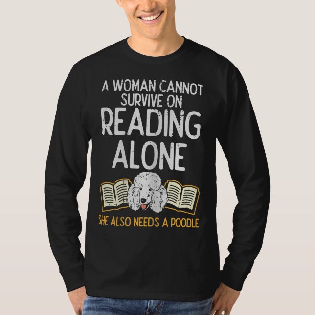 Frauen Buch Bibliothekarisch lesen Poodle Haustier T-Shirt (Vorderseite)