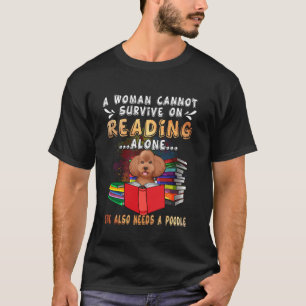 Frauen buchen Bibliothekar lesen Poodle Haustier H T-Shirt
