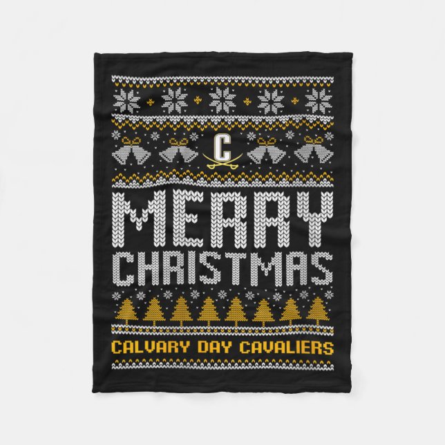 Frauen Calvary Day Cavaliers Logo Frohe Weihnachte Fleecedecke (Vorderseite)