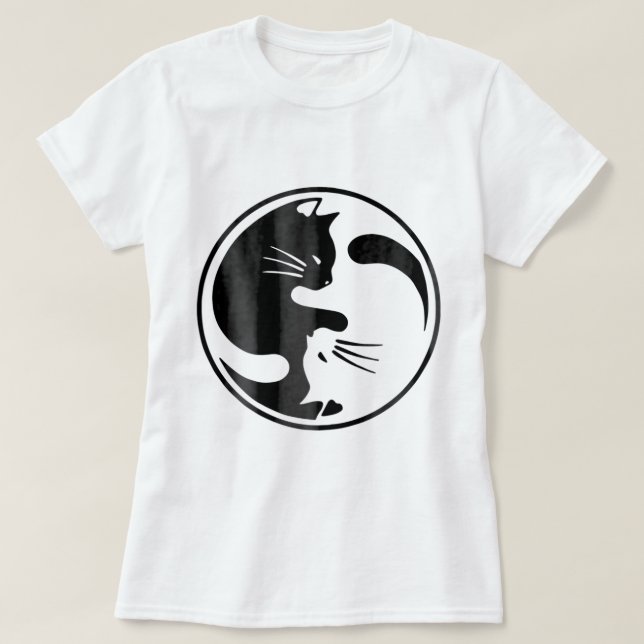 Frauen Cat YinYang Shirt Cat Shirt Cat (Design vorne)