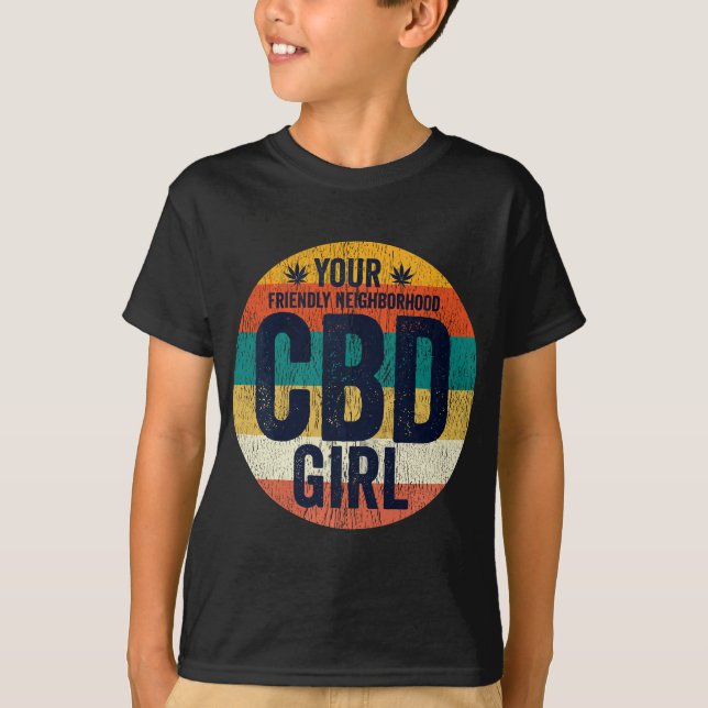 Frauen, CBD Öl Frauen Retro Freundliche Nachbarsch T-Shirt (Vorderseite)