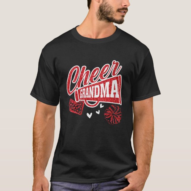 Frauen Cheer Großmutter Größter Fan Leopard Druck  T-Shirt (Vorderseite)
