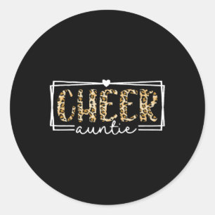 Frauen Cheerleader Tante Mutter Tante Leopard Runder Aufkleber