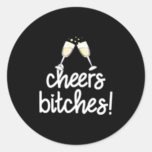 Frauen Cheers Es Lustig Silvester V-Ausschnitt Runder Aufkleber