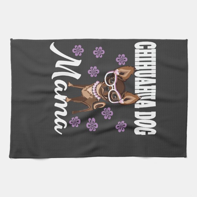 Frauen Chihuahua Hundemutter   Geschirrtuch (Horizontal)