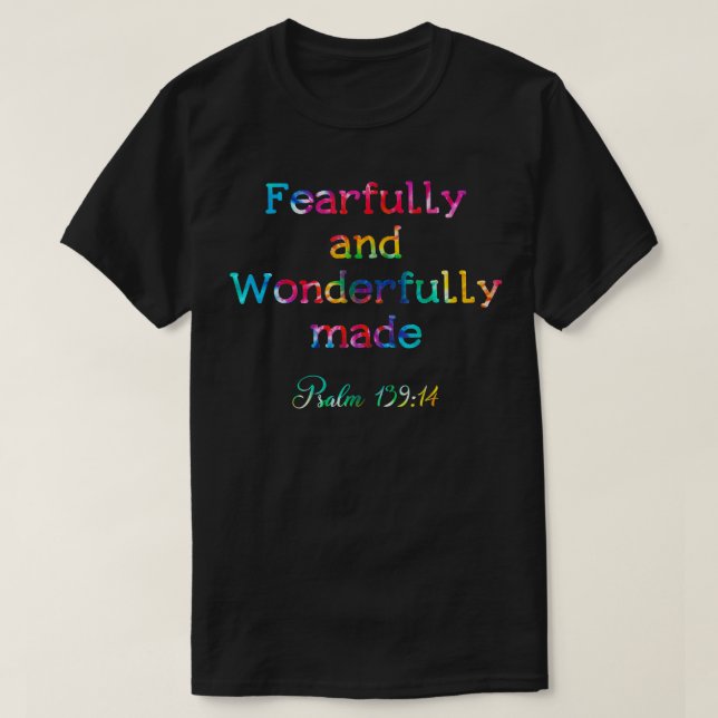 Frauen Christlich Gott Wunderbar gemacht Bibelreli T-Shirt (Design vorne)