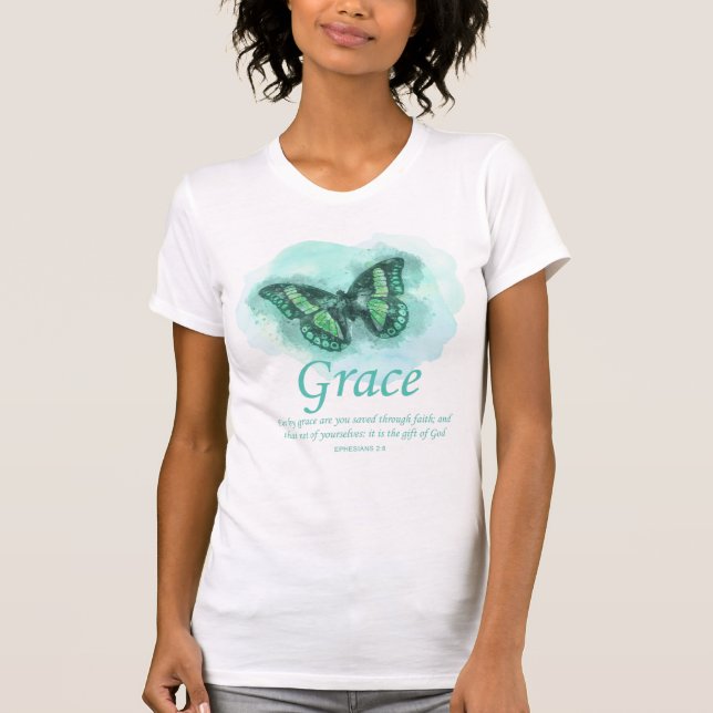 Frauen Christliche Schmetterlingsverse: Grace T-Shirt (Vorderseite)