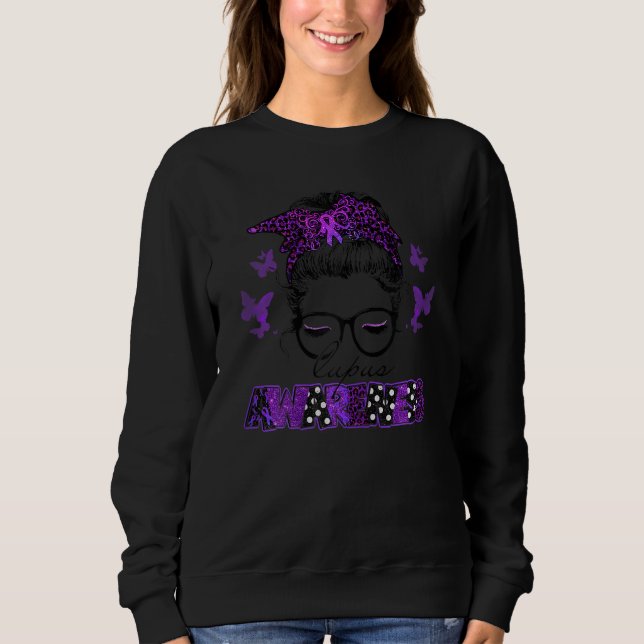 Frauen Classy Leopard Pattern Shades Lupus Awarene Sweatshirt (Vorderseite)